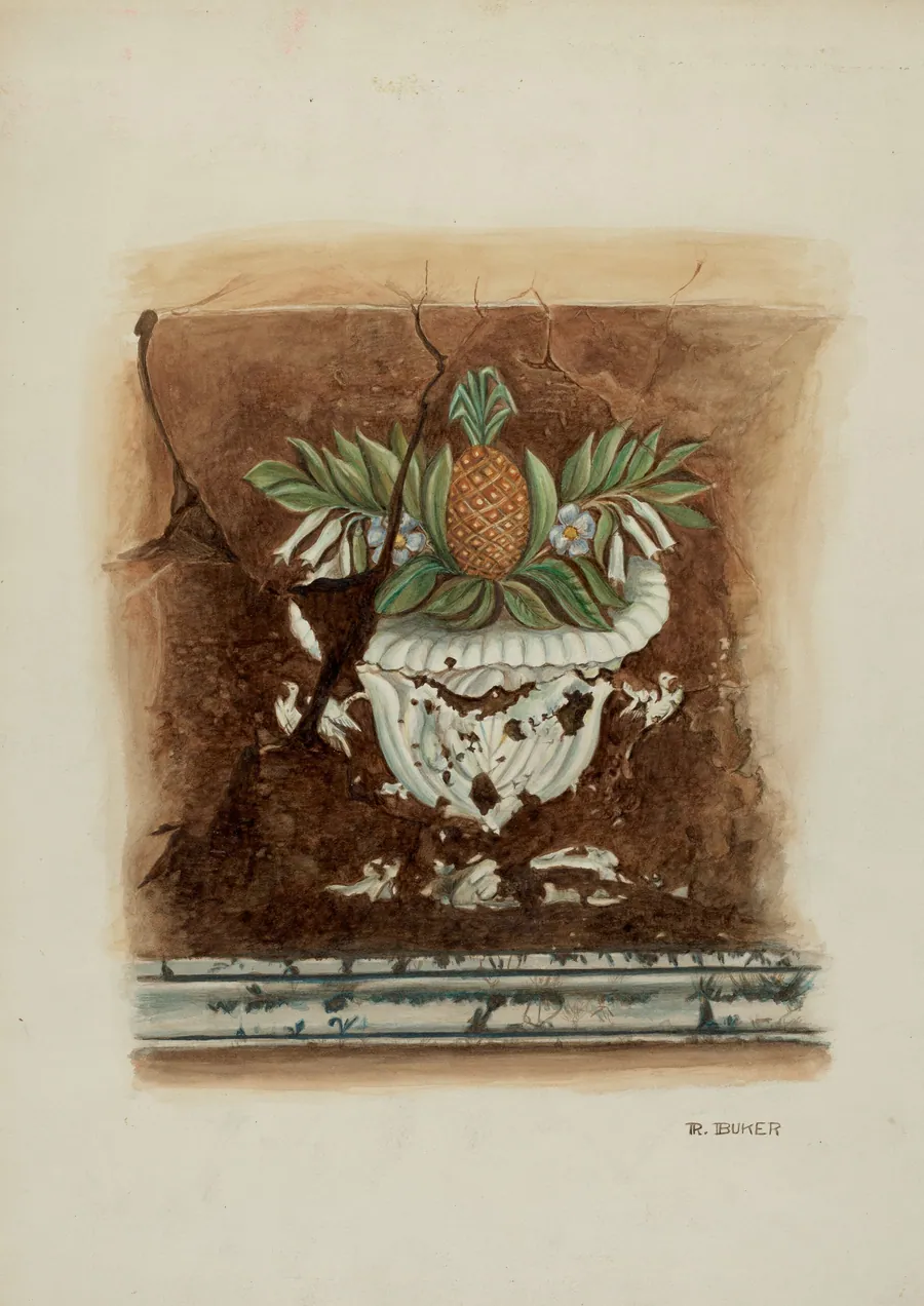 Wall Painting, Pineapple Motif by Ruth Buker