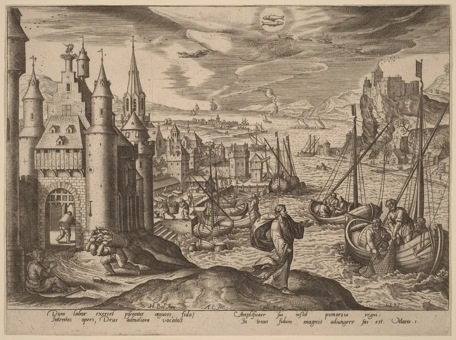 Jesus Calling the Apostles Among the Fishermen by Adriaen Collaert