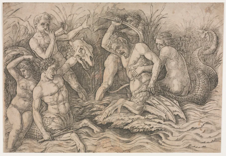 Battle of the Sea Gods - right portion by Andrea Mantegna