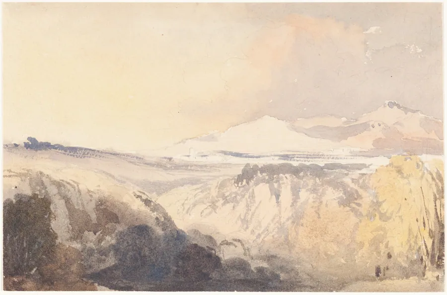 Landscape with a Distant Mountain Range by John Gendall