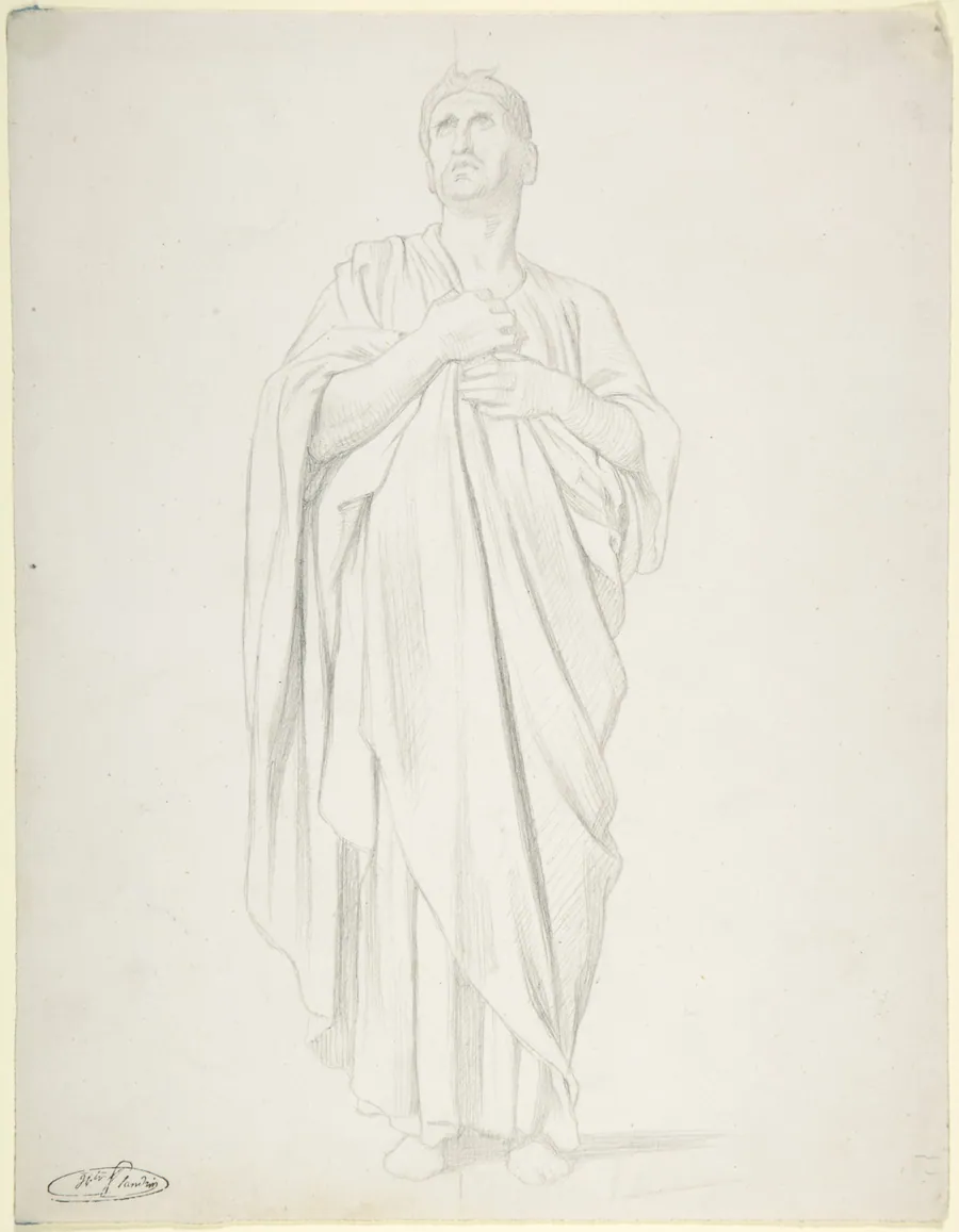 Study of an Apostle, for the painting of the Ascension in Saint-Germain-des-Pres, Paris (1839-1863) by Hippolyte Flandrin