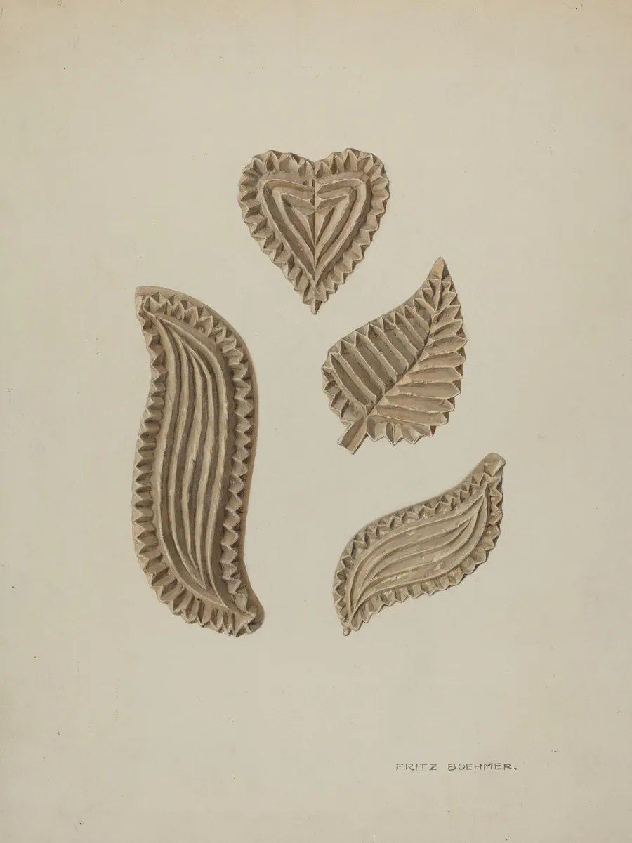 Pa. German Stamping Blocks for Homespun Cotton or Linens by Fritz Boehmer