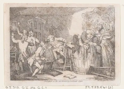 Parson Adams Betrayed into an Unhappy Dunking Scene, from "The Adventures of Joseph Andrews, and his friend Mr. Abraham Adams"