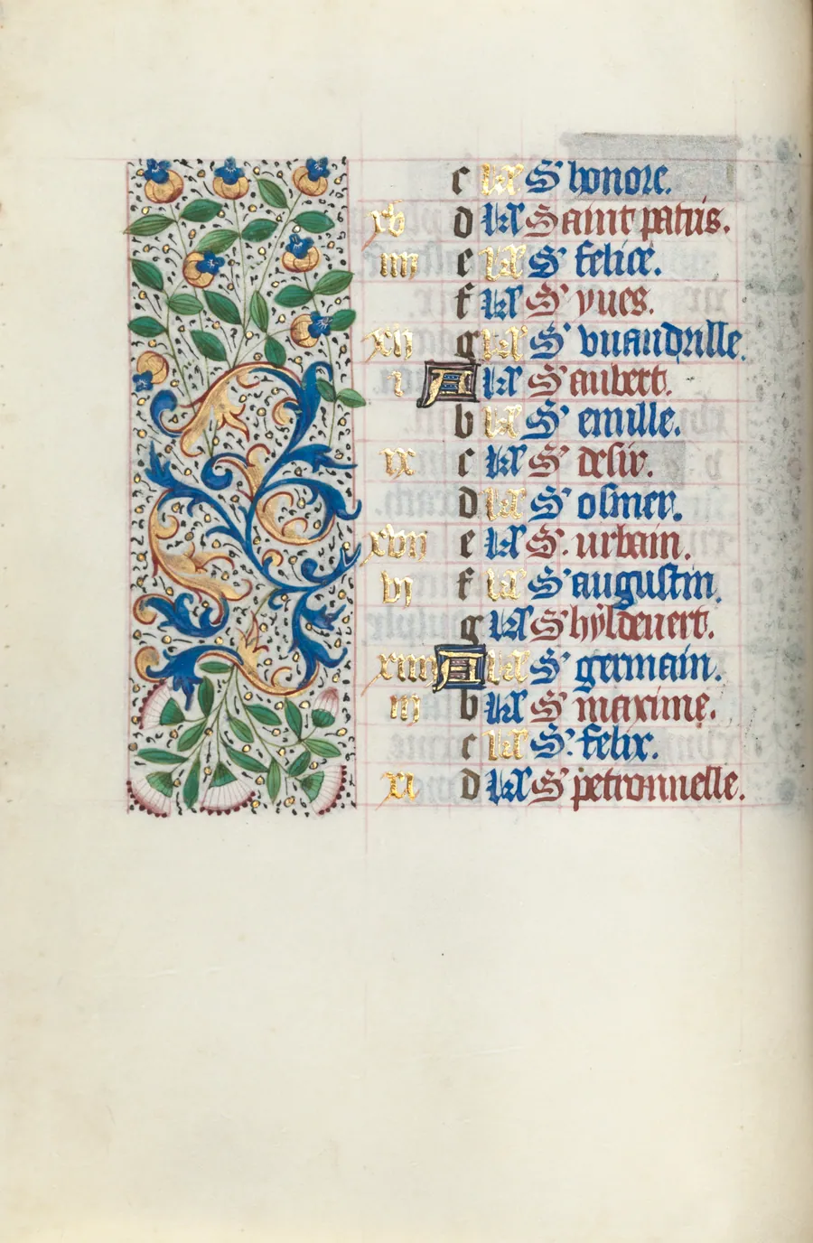 Book of Hours (Use of Rouen): fol. 5v by Master of the Geneva Latini