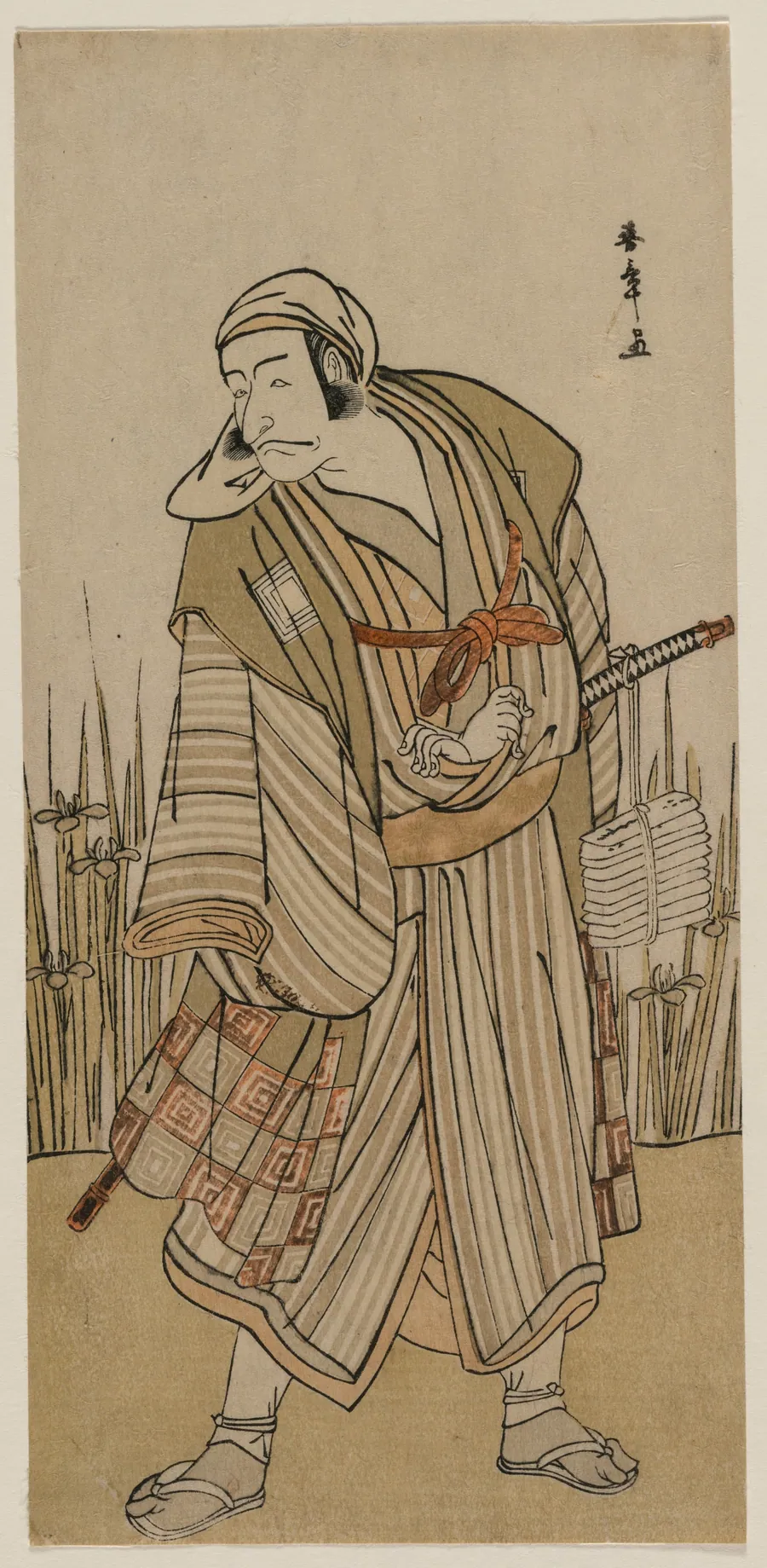 Ichikawa Danjuro V as a Traveller Beside a Clump of Iris by Katsukawa Shunshō