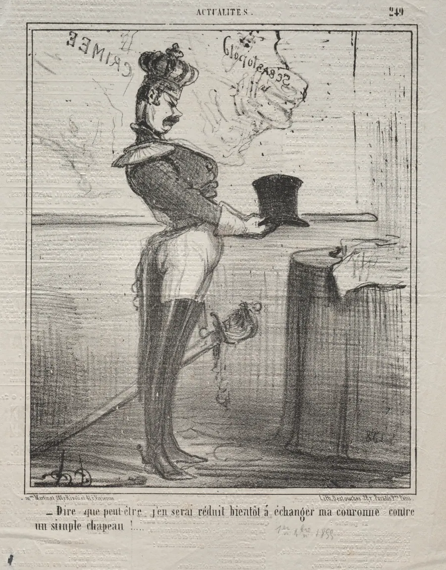 To think that I might soon be reduced to exchanging my crown for a simple hat! by Honoré Daumier