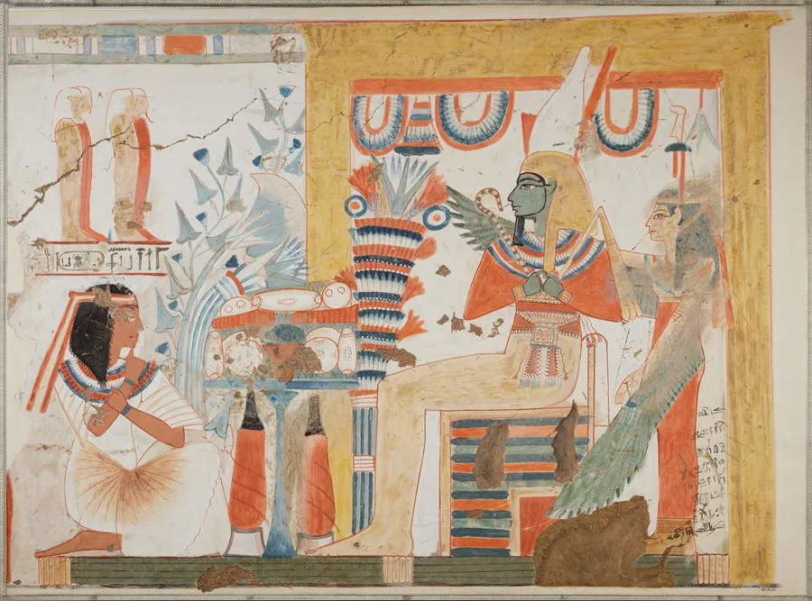 Userhat Kneeling Before Osiris and the Goddess of the West, Tomb of Userhat by Norman de Garis Davies