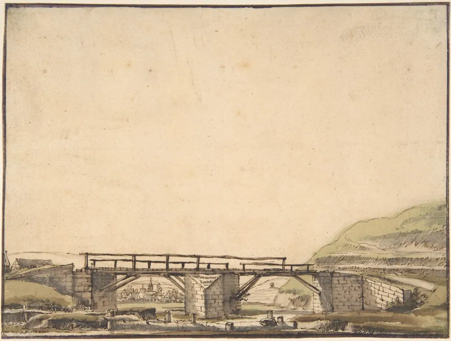 Landscape with Bridge by Anthonie van Borssom