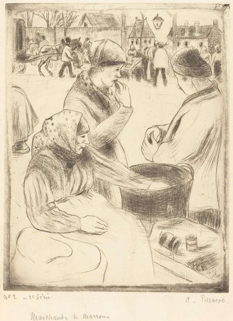Chestnut Vendors (Marchands de marrons) by Camille Pissarro