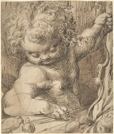 Cupid with Two Doves