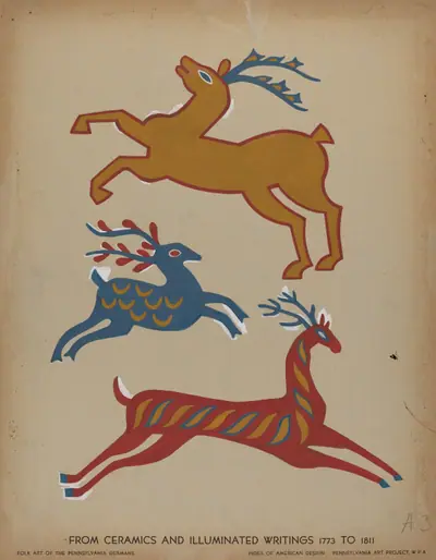 Drawing for Plate 3: From Portfolio "Folk Art of Rural Pennsylvania"