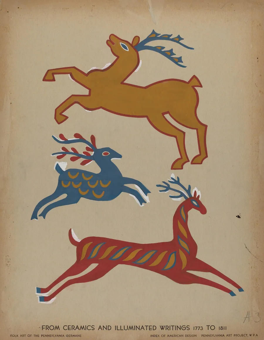 Drawing for Plate 3: From Portfolio "Folk Art of Rural Pennsylvania" by American 20th Century