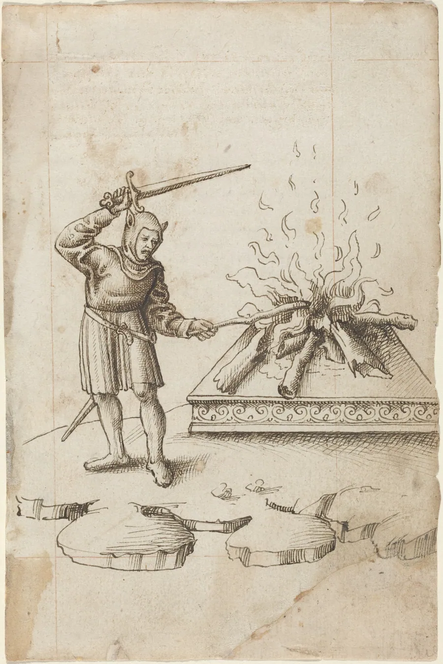 "Do Not Poke the Fire with a Sword" [fol. 20 recto] by French early 16th Century