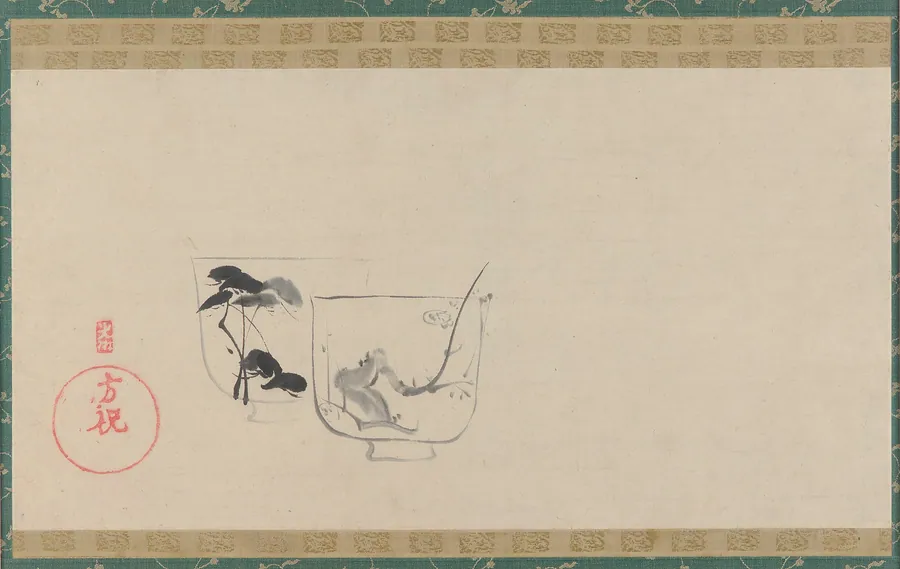 Two cups decorated respectively with pine and plum by Style of Ogata Korin 尾形光琳 (1658-1716)