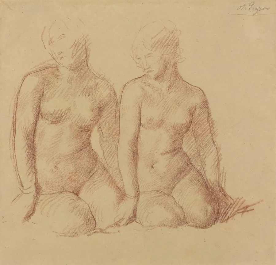 Study of Two Figures Seated Side by Side by Alphonse Legros
