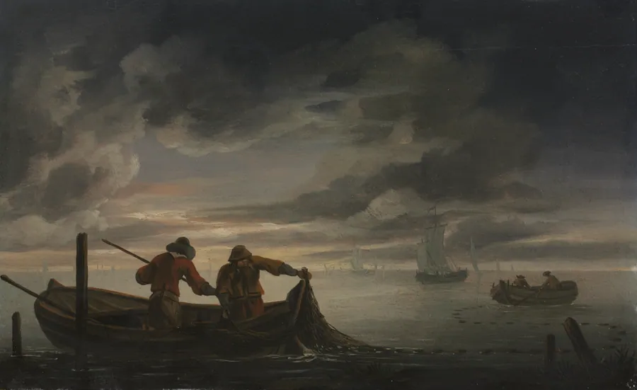 An Estuary Scene with Fisherman by Rafel Govertsz. Camphuysen