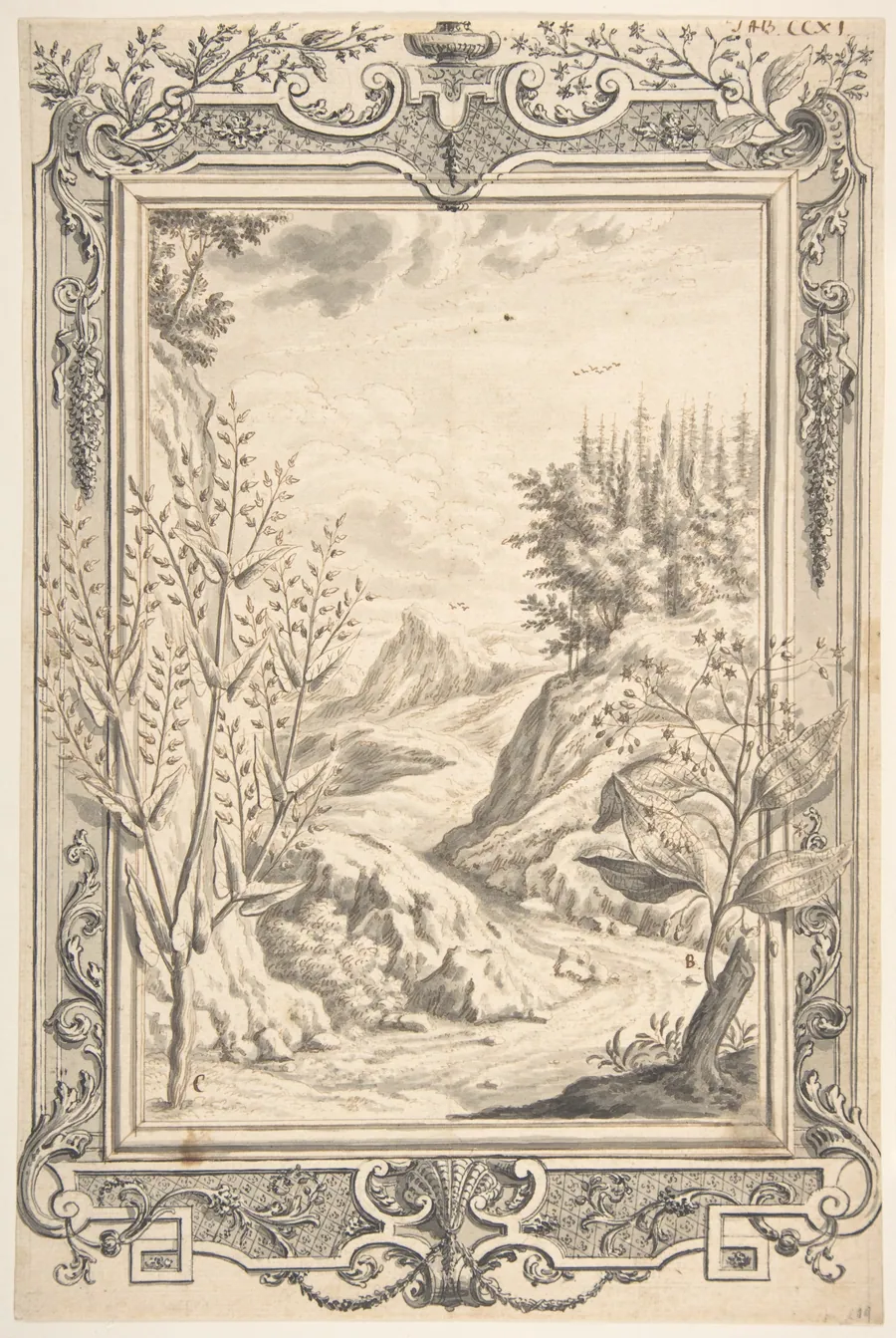Landscape with Ornamental Frame by Johann Melchior Füssli