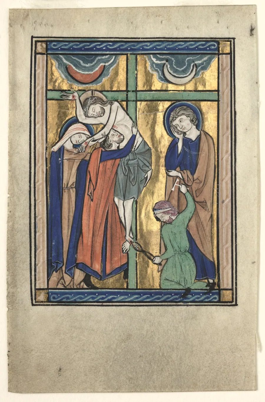 Miniature Excised from the "Potocki Psalter": The Deposition by Master of the Potocki Workshop
