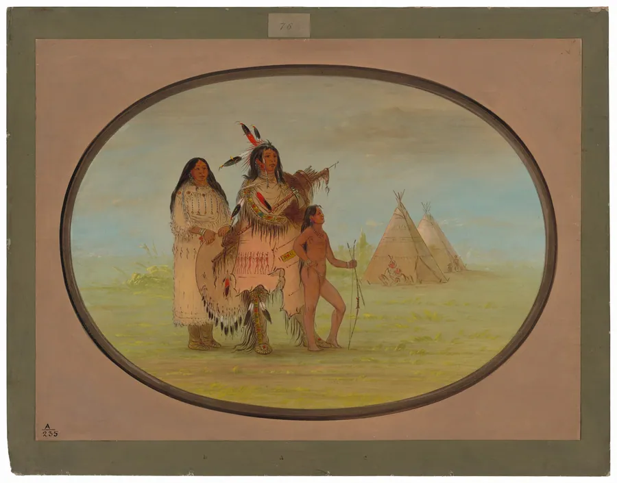 A K'nisteneux Warrior and Family by George Catlin