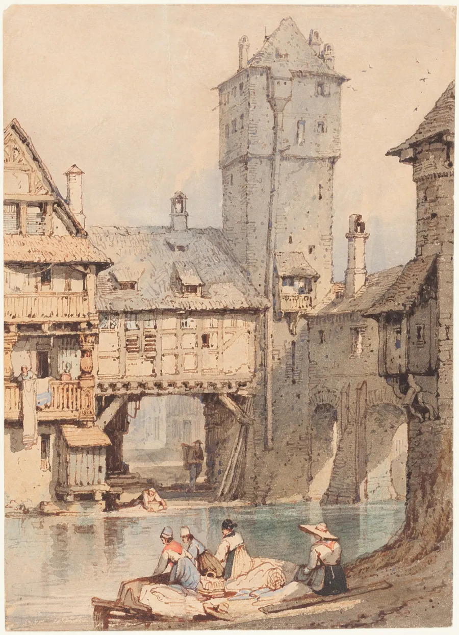 Laundresses before the Wasserturm, Nuremberg by Samuel Prout