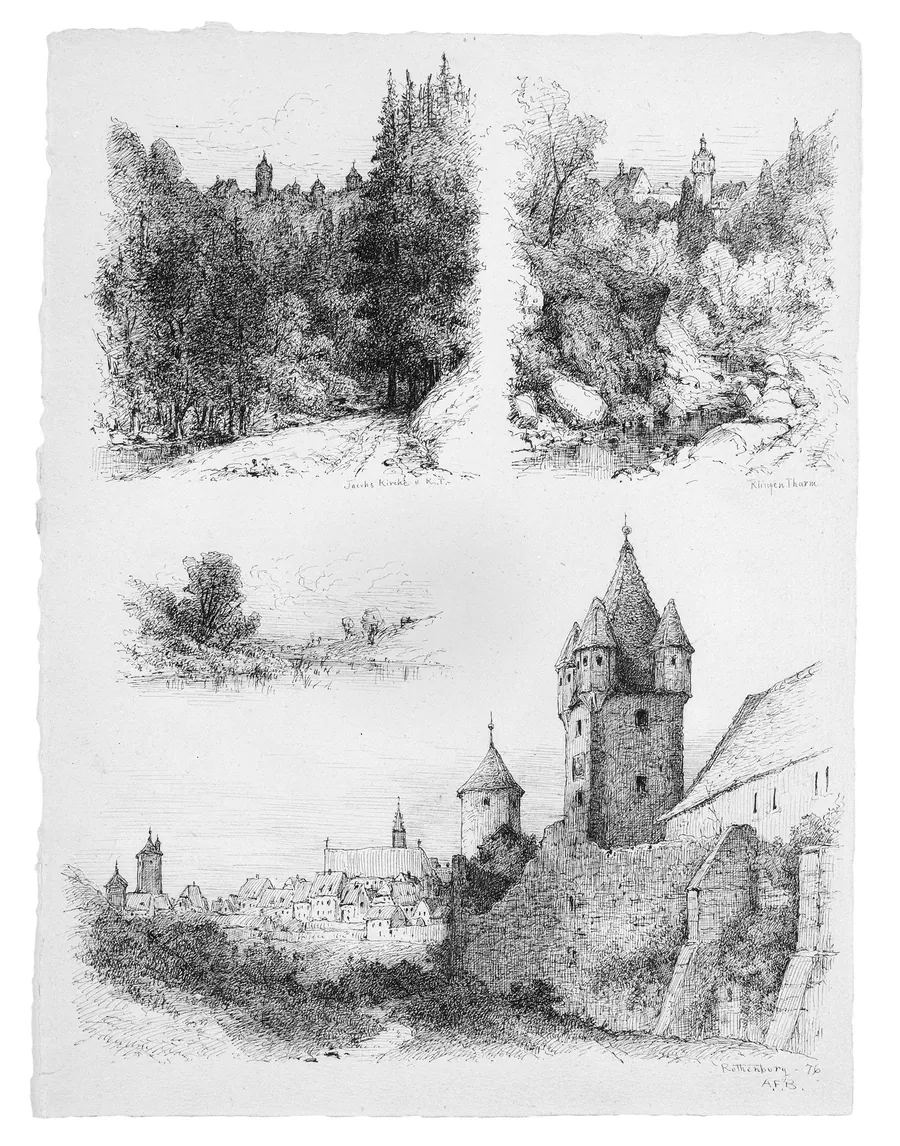 Sheet of Four Sketches of Germany by Andrew Fisher Bunner