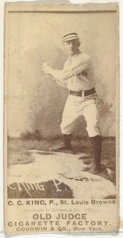 Charles Frederick "Silver" King, Pitcher, St. Louis Browns, from the Old Judge series (N172) for Old Judge Cigarettes