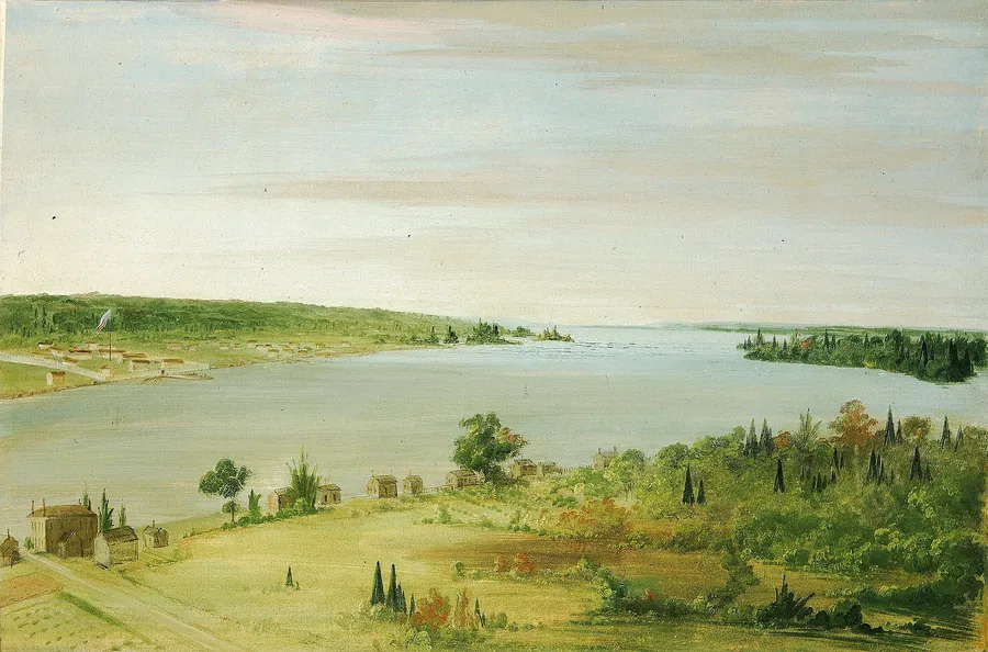 Sault Ste. Marie, Showing the United States Garrison in the Distance by George Catlin, born Wilkes-Barre, PA 1796-died Jersey City, NJ 1872