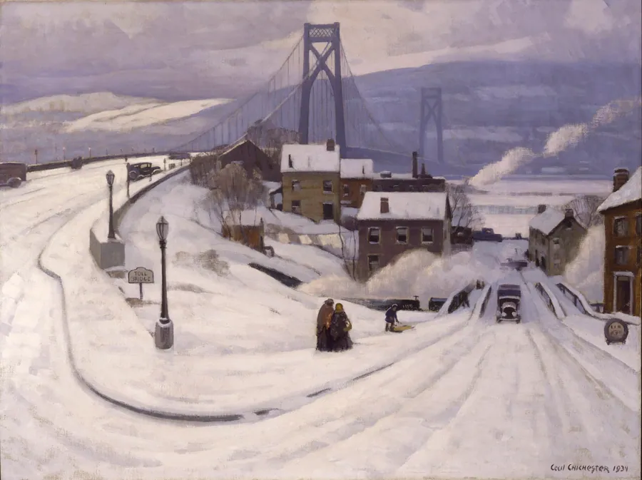 Mid-Hudson Bridge--Winter by Cecil Chichester, born New York City 1891