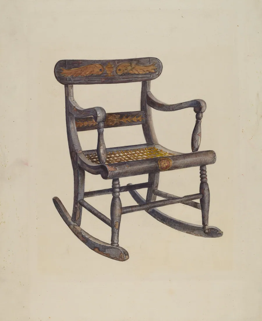 Decorated Child's Rocking Chair by James Fisher