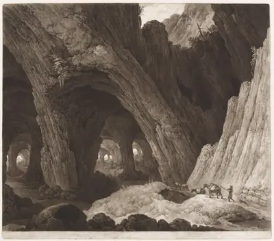 Travelers Resting in Gigantic Caverns