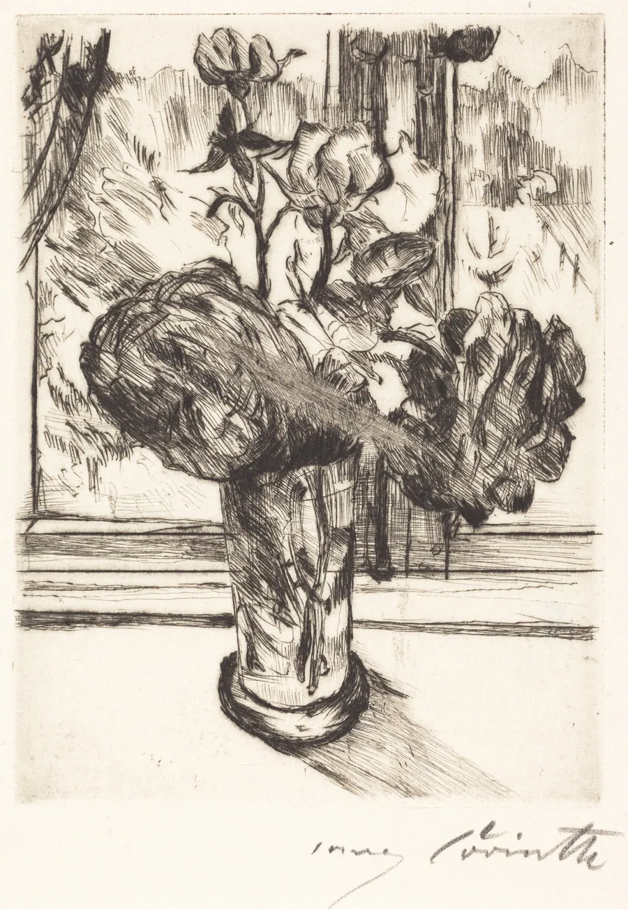 Rosen in einem Wasserglas (Roses in a Glass of Water) by Lovis Corinth