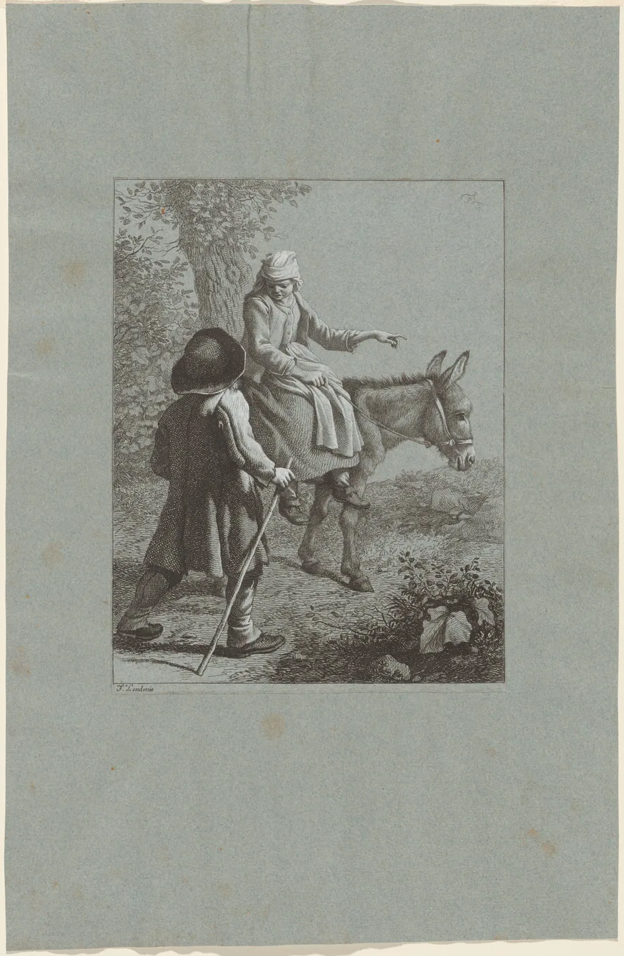 Boy and Girl with a Donkey by Francesco Londonio