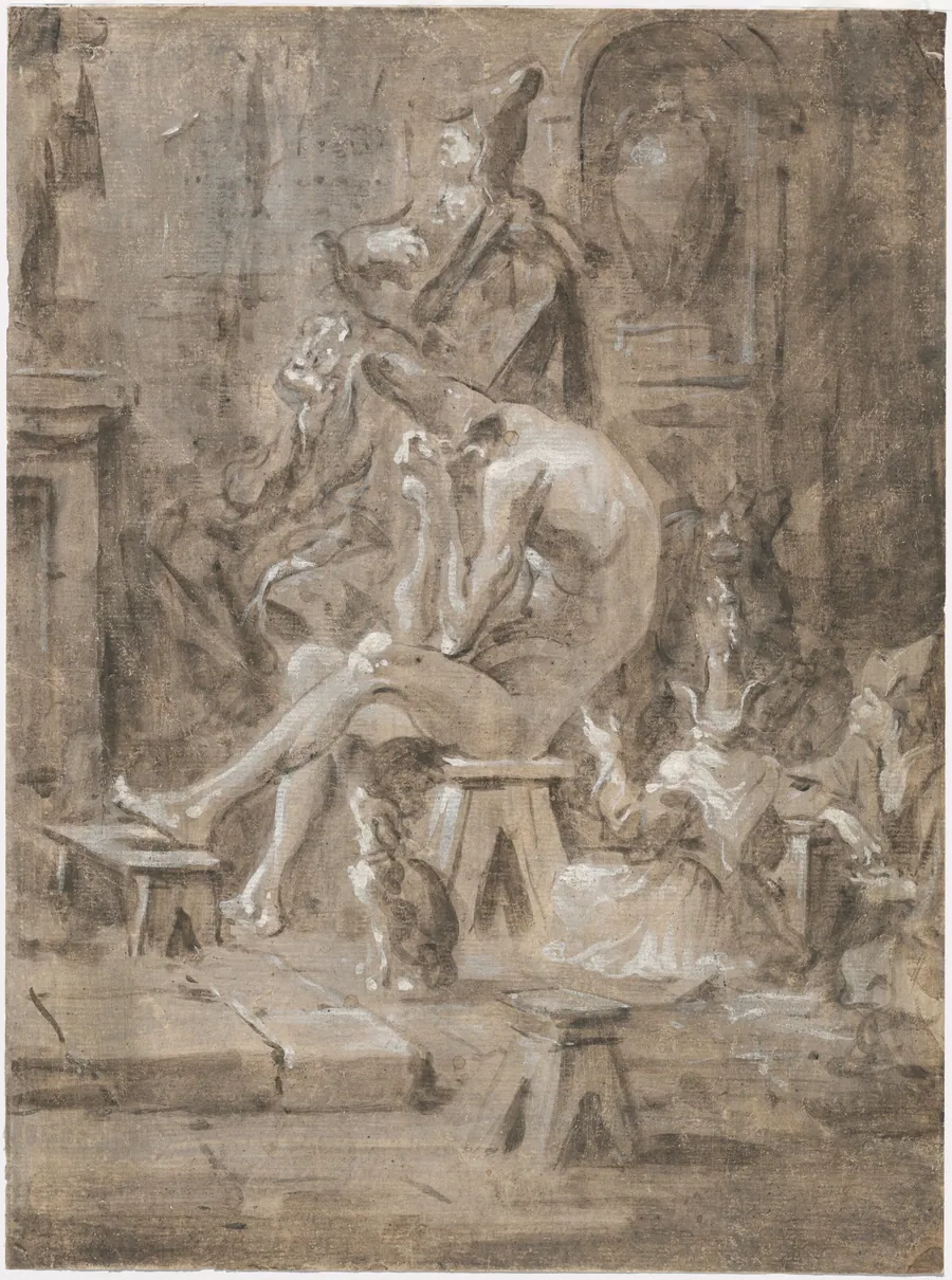 A Penitent at a Quaker Sermon by Alessandro Magnasco