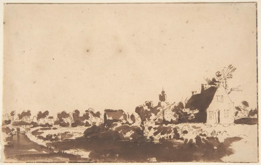 View of a Village ("Wasschout"?) by Jan de Bisschop
