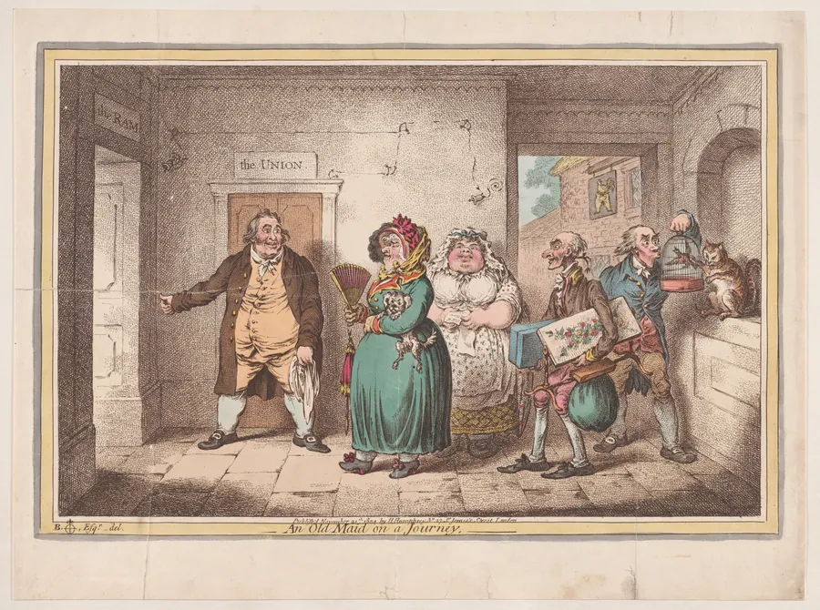 An Old Maid on a Journey by James Gillray