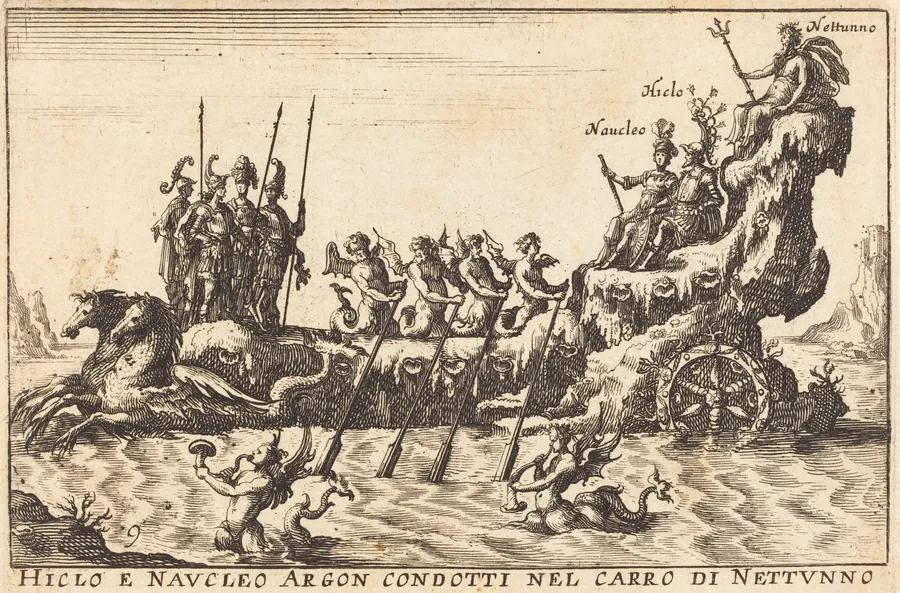 Hiclo e Naucleo Argon condotti nel carro di Nettuno by Balthasar Moncornet