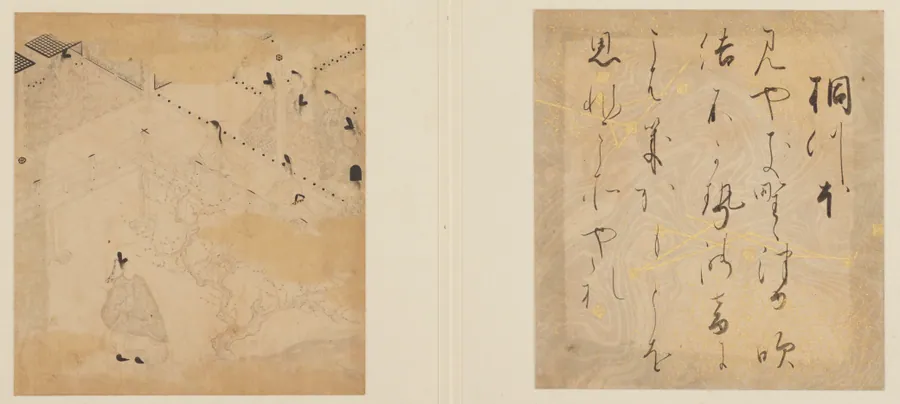 Album of paintings and calligraphy depicting scenes from <em>The Tale of Genji</em> by Tosa Mitsunori (1583-1638)