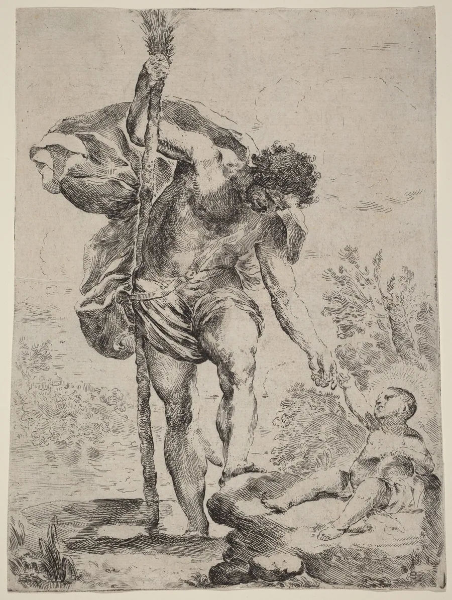 Saint Christopher Giving His Hand to the Infant Jesus by Francesco Amato