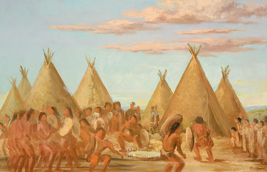 Smoking the Shield by George Catlin, born Wilkes-Barre, PA 1796-died Jersey City, NJ 1872