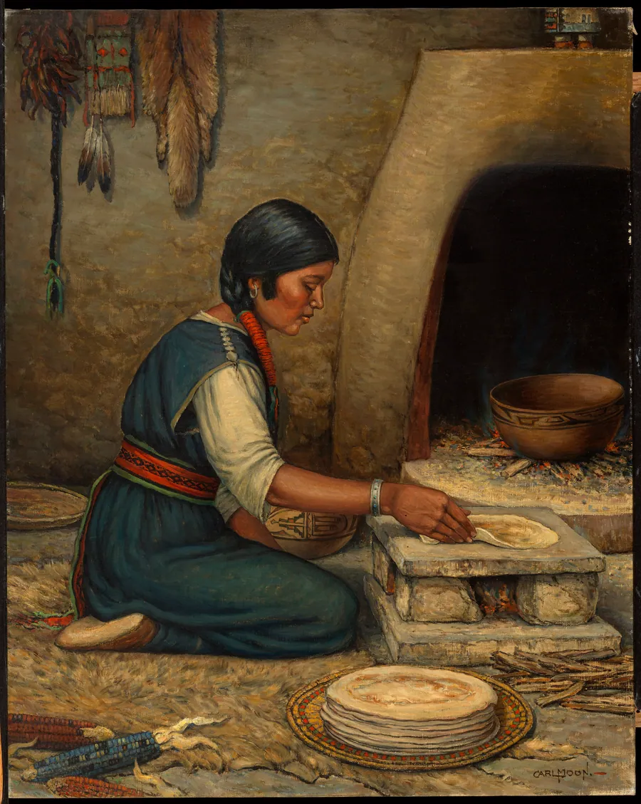 Hopi Woman Making Piki by Carl Moon, born Wilmington, OH 1879-died San Francisco, CA 1948