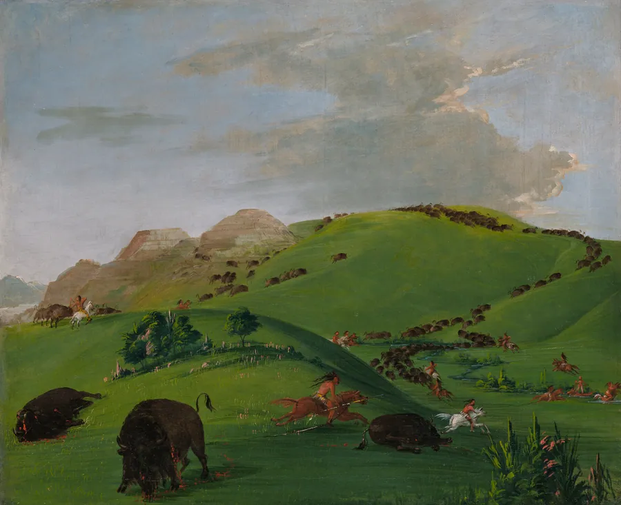 Buffalo Chase, Mouth of the Yellowstone by George Catlin, born Wilkes-Barre, PA 1796-died Jersey City, NJ 1872