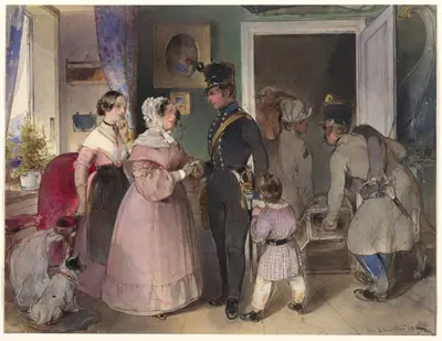 A Young Officer Saying Farewell to His Family