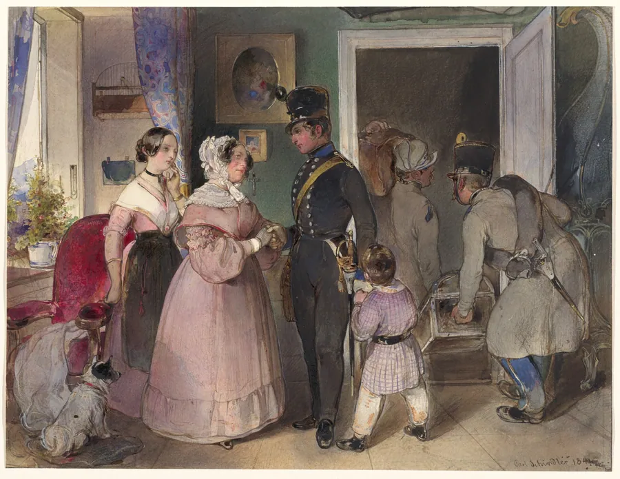 A Young Officer Saying Farewell to His Family by Carl Schindler
