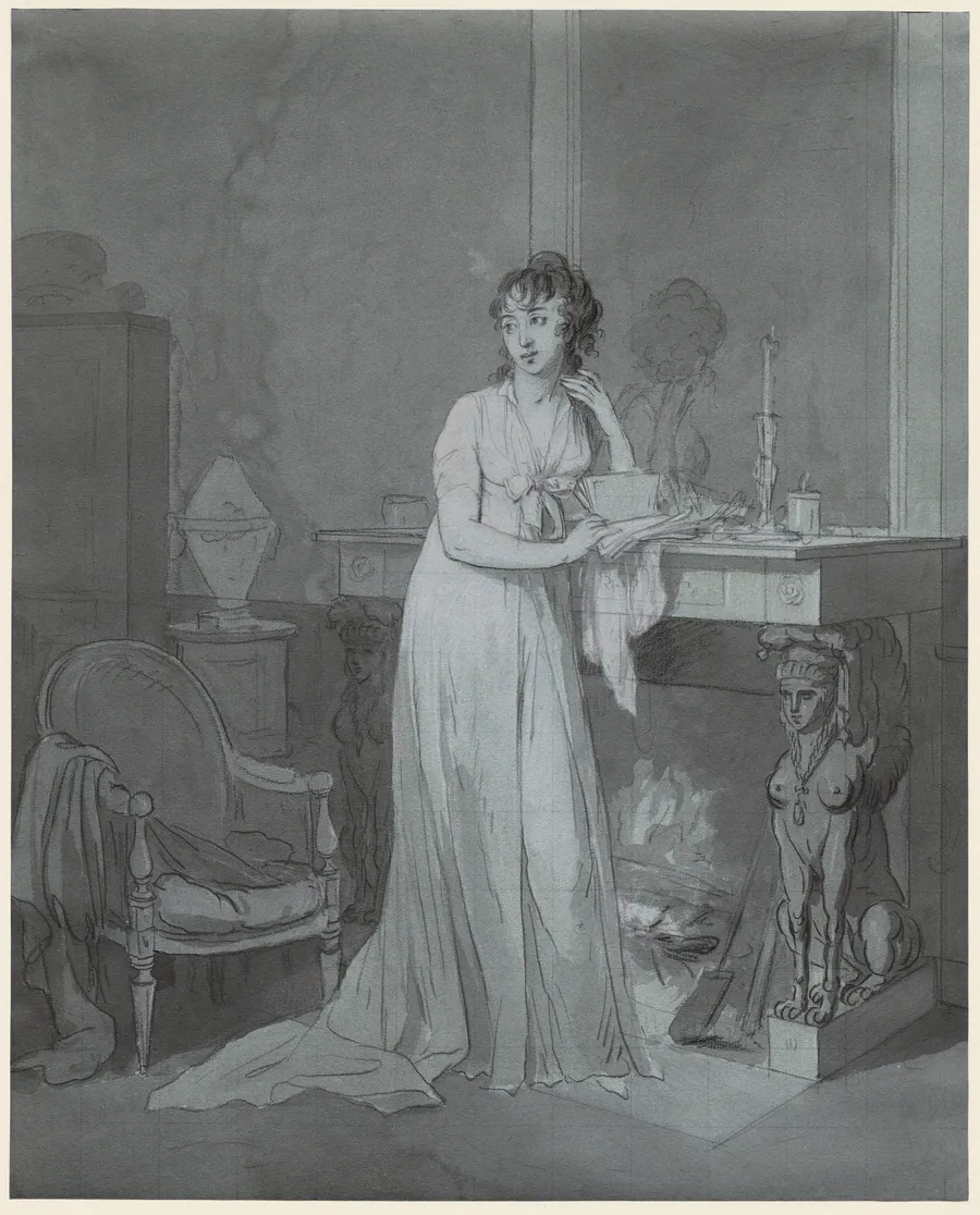 Woman in Front of a Fireplace by Louis Léopold Boilly