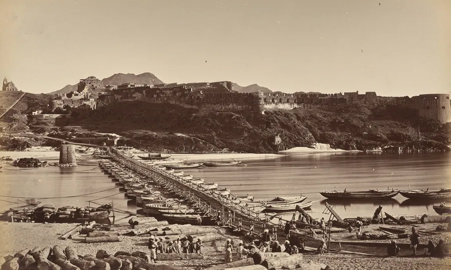 The Bridge of Boats and Fort from Khairabad by John Burke