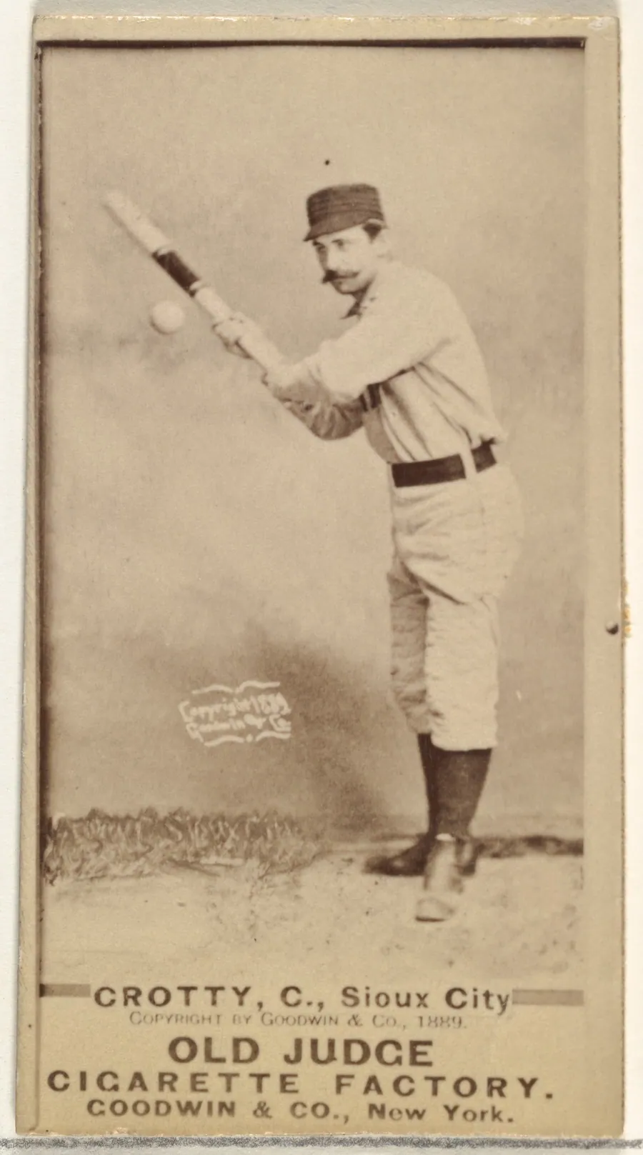 Joseph P. "Joe" Crotty, Catcher, Sioux City Corn Huskers, from the Old Judge series (N172) for Old Judge Cigarettes by Goodwin & Company