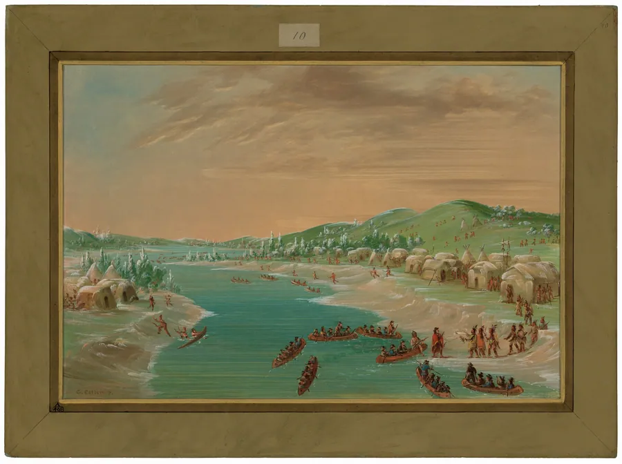 La Salle and Party Arrive at the Village of the Illinois.  January 1, 1680 by George Catlin