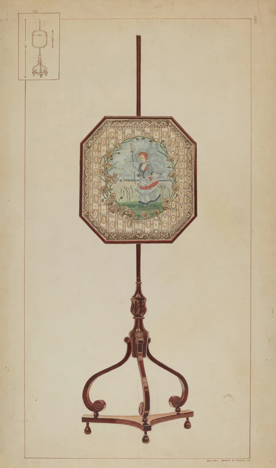 Embroidered Fire Screen by Ernest A. Towers, Jr.