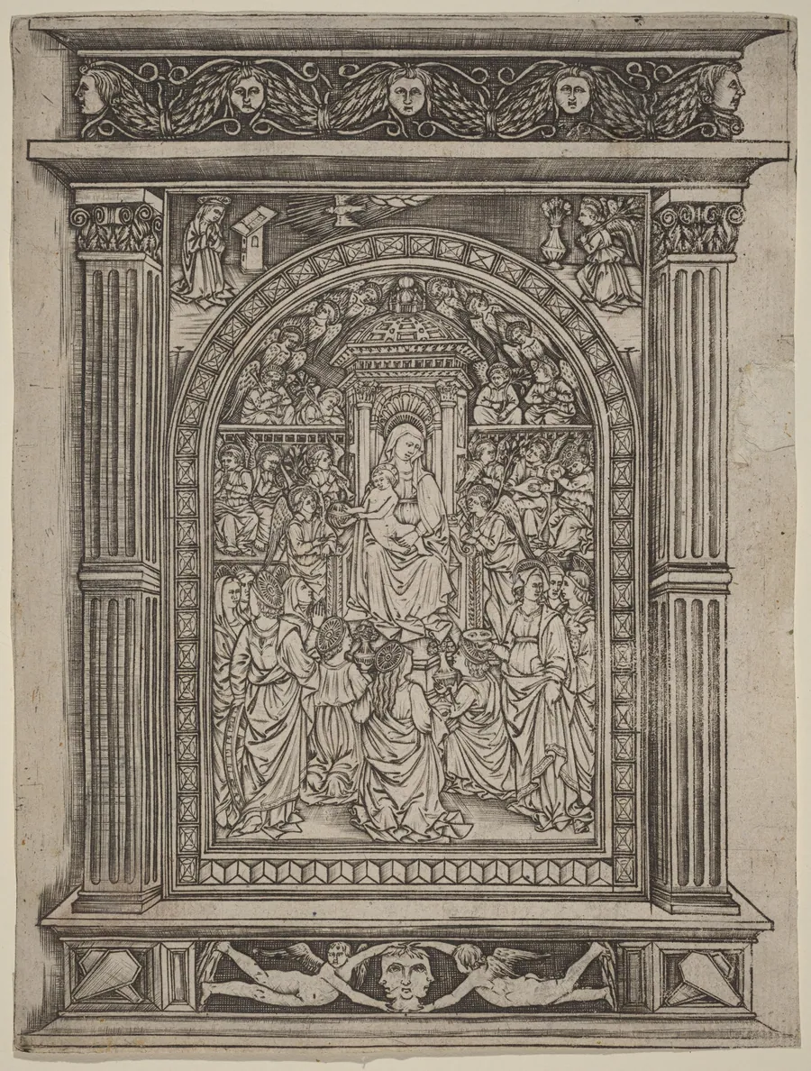 The Virgin and Child Enthroned, with Angels and Saints by Italian 15th Century