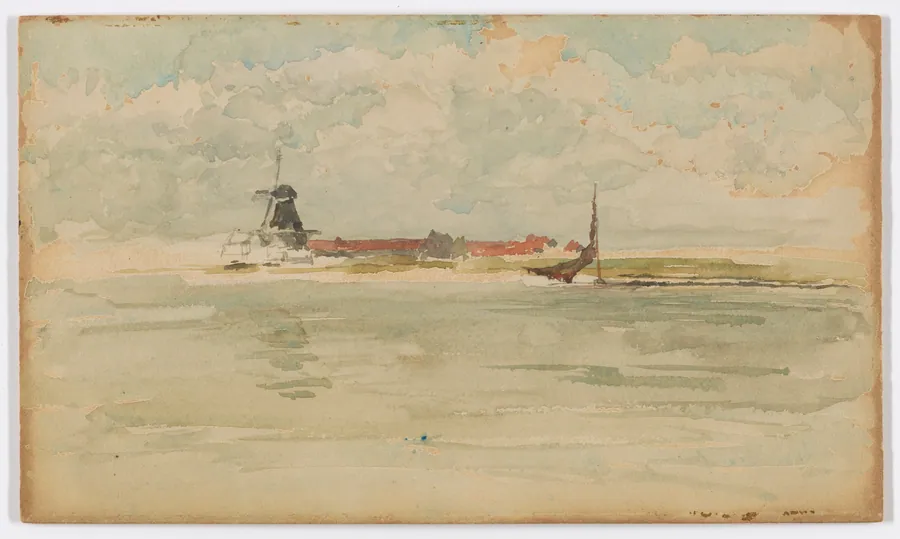 A Little Red Note–Dordrecht by James McNeill Whistler (1834-1903)